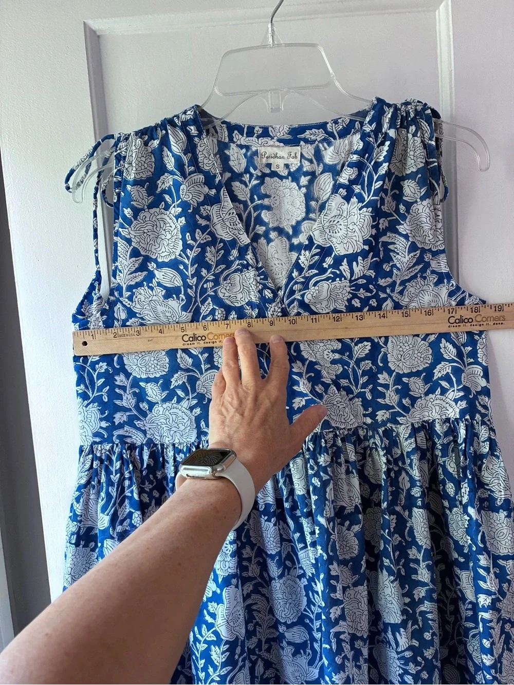 Women’s Hand-block Print Blue Floral Print Summer Dress